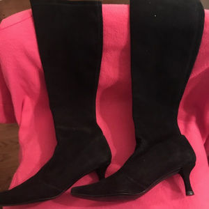 Stuart Weitzman Kitten Heeled Black Suede Boots